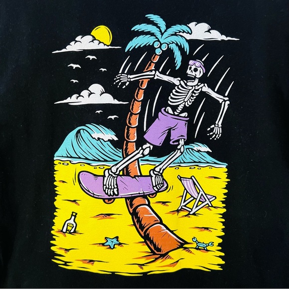 (M) Tshirt California Stylin Black Skeleton Palm Trees - Picture 2 of 4